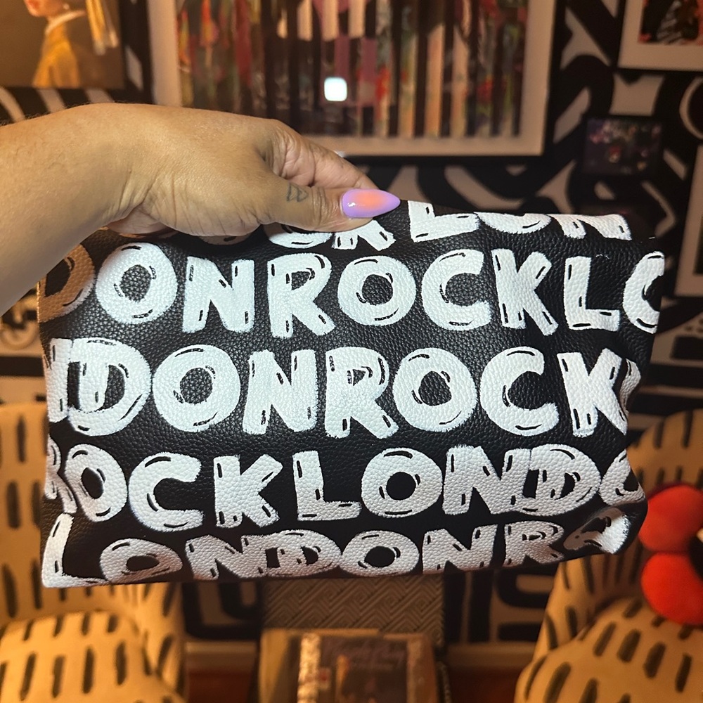 LONDON ROCK HANDPAINTED PAPER BAG CLUTCH - Picture 3 of 7